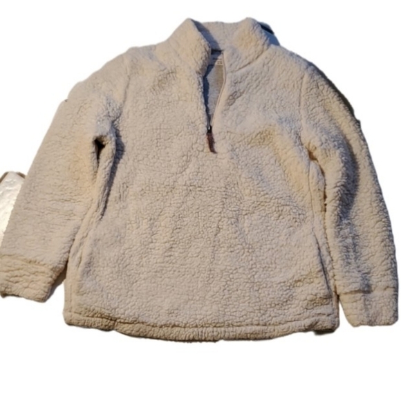 Weatherproof Sweater Womens Size L sherpa sweater pullover top zip White Cream - Picture 1 of 9